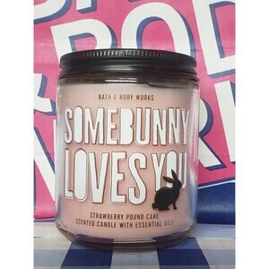 BBW Some Bunny Loves You Strawberry Pound Cake Single Wick Candle Home Fragrance